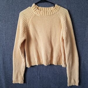 Coco & Jaimeson Yellow Crew Neck Crop Long Sleeve Sweater Size Large
